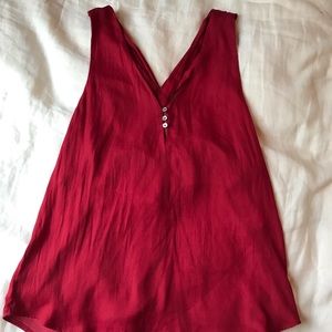 Red silk twist-back tank